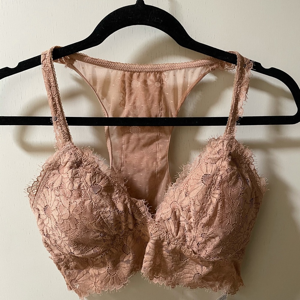 NWT aerie M Nude Brown Lacey Bralette/Bandeau